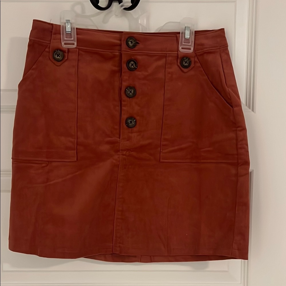 Chic Brown Button-Up Skirt